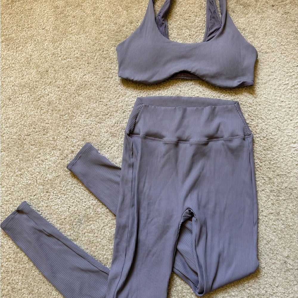 Pepper Luxe Ribbed Purple Sports Bra and Leggings Set - Picture 8 of 8